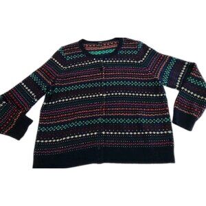 Talbots Collection Cardigan Knit Cardigan Petite black Multicolor 2XP 30% Wool